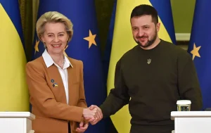 Урсула фон дер Ляєн та Володимир Зеленський на зустрічі щодо вступу України до ЄС