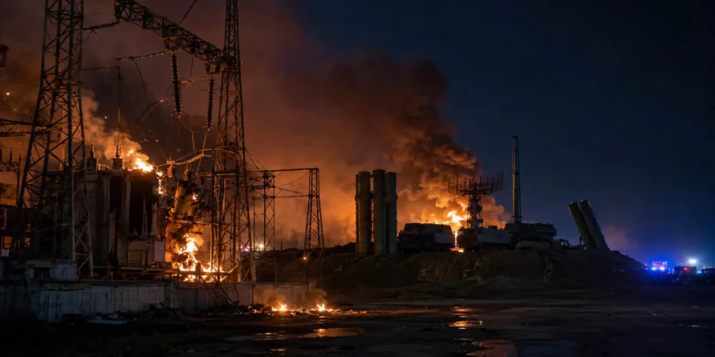 Пожежа на позиціях ППО РФ на горі Хроні в Криму вночі