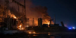 Пожежа на позиціях ППО РФ на горі Хроні в Криму вночі
