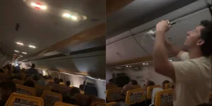 Пасажири Ryanair у салоні літака Мілан-Мальпенса під час евакуації через комарів